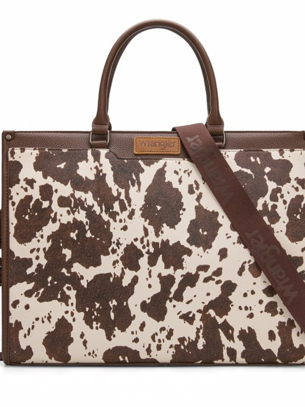 Wrangler Large Tote Bag Womens Work Bags for 11" Laptop Cow Print Purse with Cup